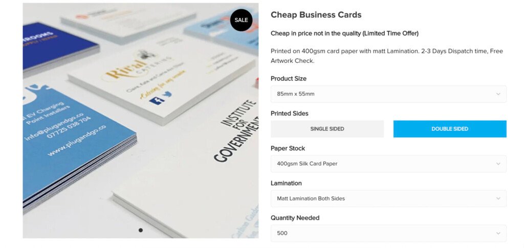 500 Business Cards for £5