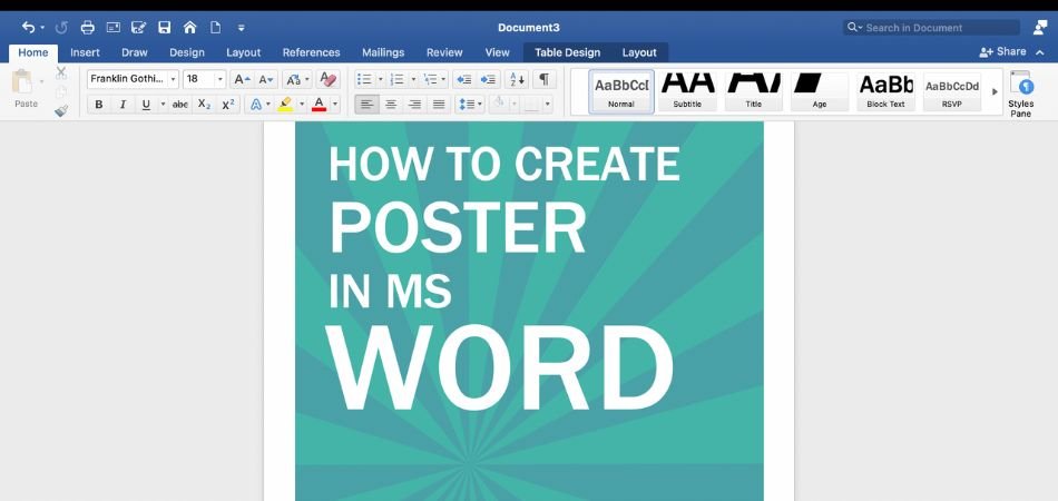 how to make a poster on word