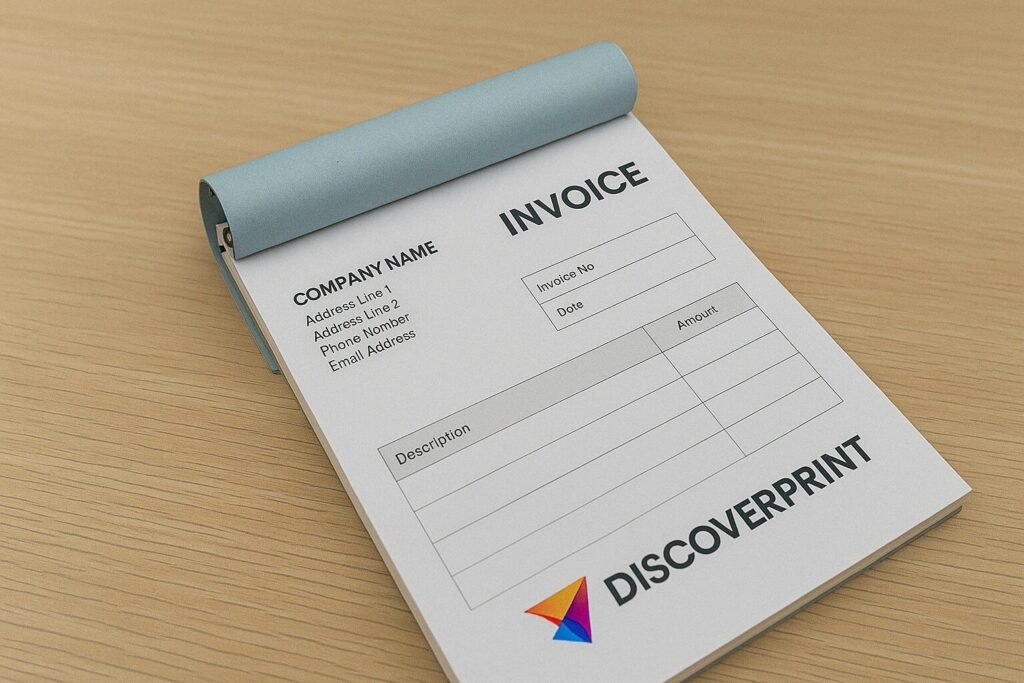 Personalised invoice book with company branding